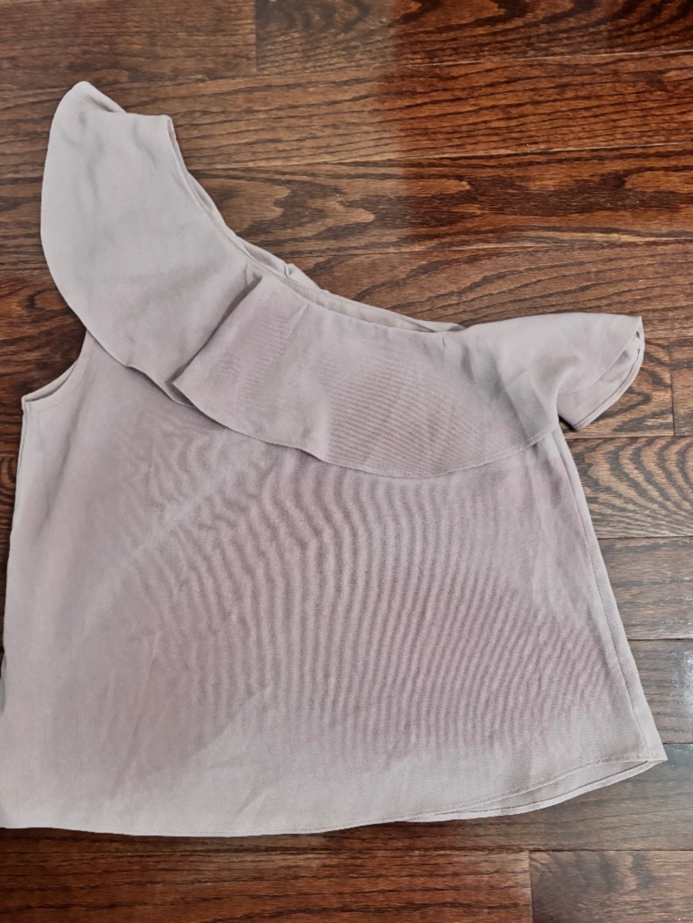Mmm Mmm Mmm One Shoulder Ruffle Top | Blush Pink Beige | Junior Large